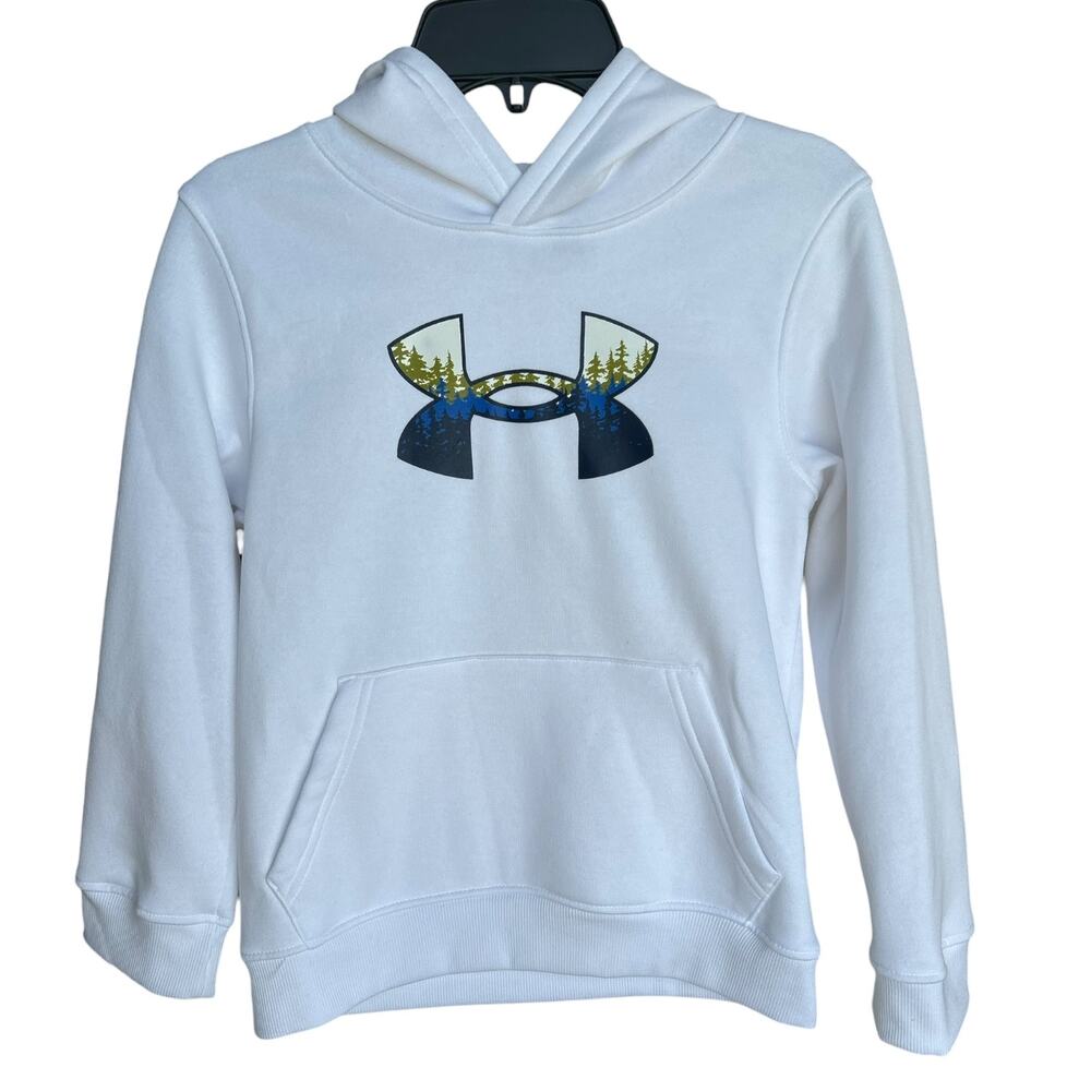 Under Armour Youth Boys Hoodie & Joggers Set YS White/Navy New - Picture 3 of 9